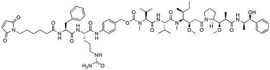 Molecular structure of the compound: Mc-Phe-Lys-PAB-MMAE