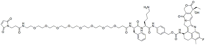 Molecular structure of the compound: Mal-PEG8-Phe-Lys-PAB-Exatecan, TFA salt