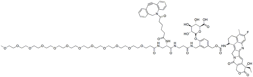 Molecular structure of the compound: DBCO-Beta-Glu-PEG12-Exatecan