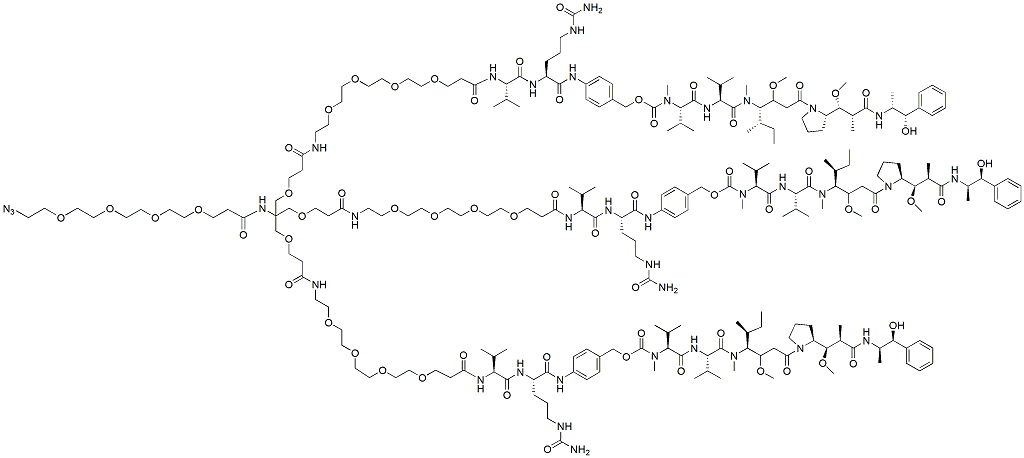 Molecular structure of the compound: Azide-PEG4-Tris-tri-(PEG4-Val-Cit-PAB-MMAE)