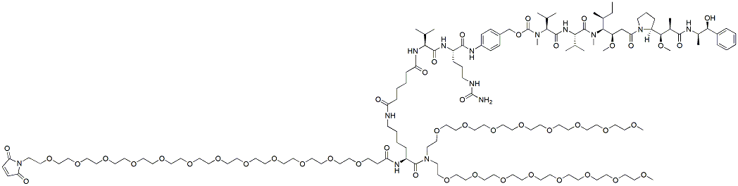 Molecular structure of the compound: Mal-PEG12-Lys-(C6-Val-Cit-PAB-MMAE)-bis(m-PEG8)