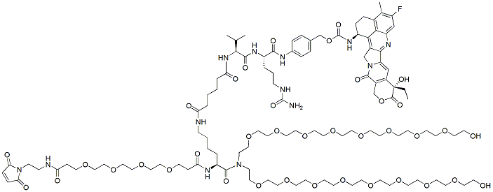 Molecular structure of the compound: Mal-amido-PEG4-Lys-(C6-Val-Cit-PAB-Exatecan)-bis-PEG8