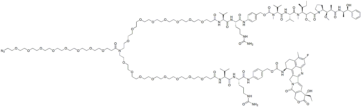 Molecular structure of the compound: N-(Azido-PEG8)-N-(PEG8-Val-Cit-PAB-MMAE)-N-(PEG8-Val-Cit-PAB-Exatecan)
