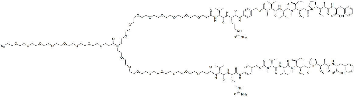 Molecular structure of the compound: N-(Azido-PEG8)-N-bis-(PEG8-Val-Cit-PAB-MMAF)