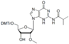Molecular structure of the compound: 5-O-Dmt-n2-isobutyryl-2-o-methyl-d-guanosine