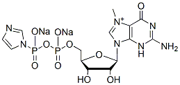 Molecular structure of the compound: 5-Guanylic acid, 7-Methyl-, monoanhydride with 1H-imidazol-1-ylphosphonic acid, Disodium Salt