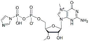 Molecular structure of the compound: Guanosine-5-(trihydrogen diphosphate)-7-methyl-3-O-Methyl